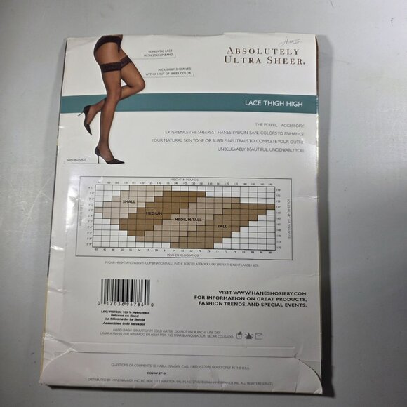 Hanes Absolutely Ultra Sheer Lace Thigh Highs Medium Barely There Nylon Hosiery - Picture 3 of 5